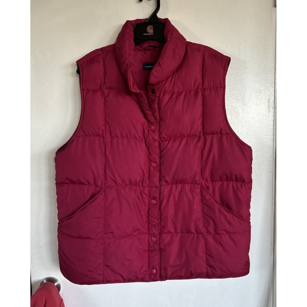 Lands End Women's Magenta Pink Puffer Puffy Vest Size L (14-16)